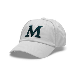 3/4 front view of Millwoods cap, showcasing a white cotton drill hat, perfect for adding to your active wardrobe
