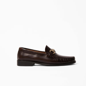 Side profile Brown Ginko Loafer with Horsebit