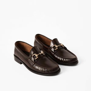 3/4 profile Brown Ginko Loafer with Horsebit