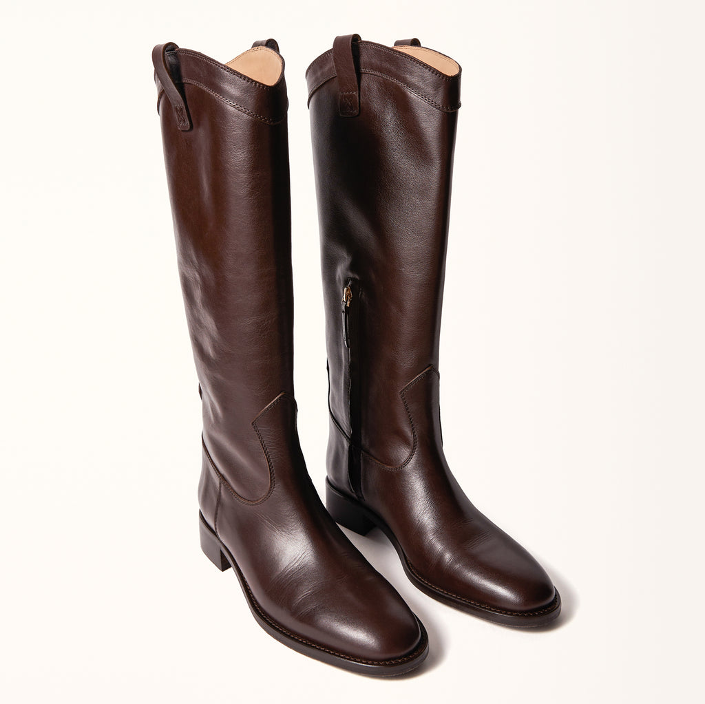 Handmade Knee High Chocolate Brown Boots - Millwoods