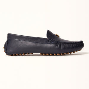 Side view of Kiowa shoes in Navy Leather, showcasing the profile of the shoes and the luxurious calf leather material